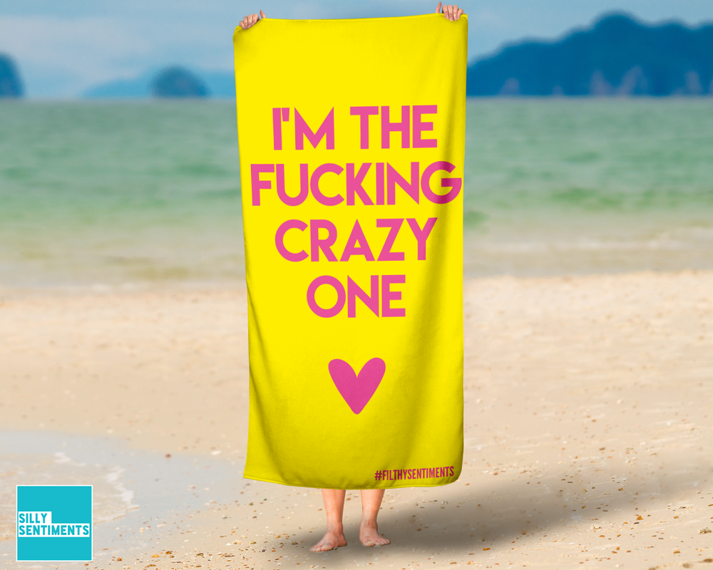 I'm The Crazy One Yellow Beach Towel #1 image